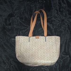 Calvin Klein Monogram Beige and Brown Tote